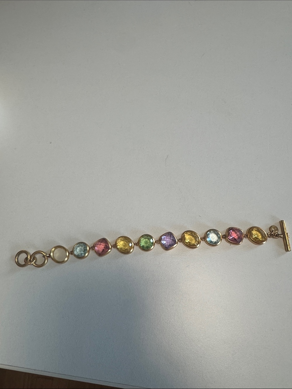 Julie Vos Gold-Tone Multicolor Crystal Toggle Bracelet